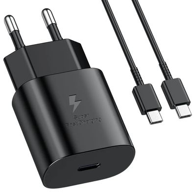 25W USB C Ladegerät + 1m Ladekabel, Schnellladegerät Adapter für Xiaomi Apple Samsung