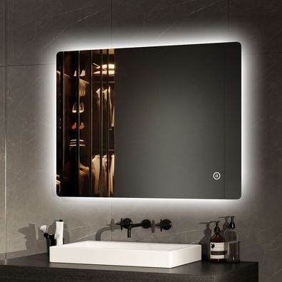 EMKE® Badspiegel Mit Beleuchtung Wandspiegel Beschlagfrei 3 Lichtfarbe 80x60cm