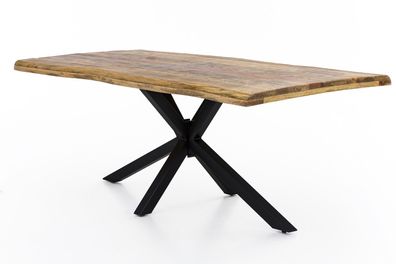 TABLES&Co Tisch 220x100 Mangoholz Natur Metall Schwarz