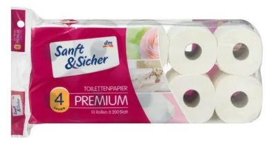 Sanft&Sicher Premium Toilettenpapier, 10 Rollen