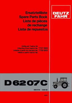 Ersatzteilliste für den Deutz Fahr Traktor D 6207 C (500 0734 1049-99) 09.81