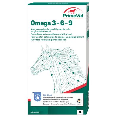 PrimeVal Omega 3-6-9 für Pferde - Für gesunde Haut und glänzendes Fell - 1 Liter