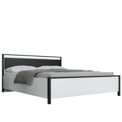 Doppelbett Rouven 1 Secret Grey schwarz 180x200 cm Ehebett LED Bett