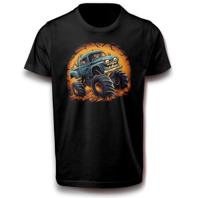 Wahnsinn Monstertruck Skelett fahrendes Auto Fun Kürbis Halloween T-Shirt Baumwolle
