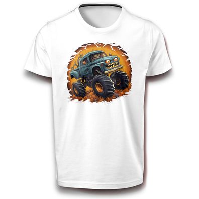 Wahnsinn Monstertruck Skelett fahrendes Auto Kürbis Halloween Fun T-Shirt Baumwolle