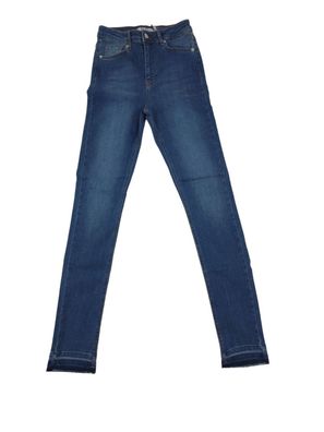 Damen Jeans NA-KD Skinny High Waist Open Hem Jeans Tall Größe 36 in Mid Blue