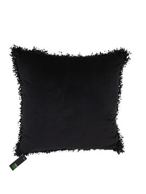 Kissen Dekokissen Couchkissen schwarz mit Fransen von Depo 43x43cm 2 Seiten