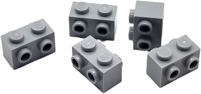 LEGO Nr- 4657459 Grundbaustein 1x2 mit Noppen beide Seiten hellgrau / 5 Stück