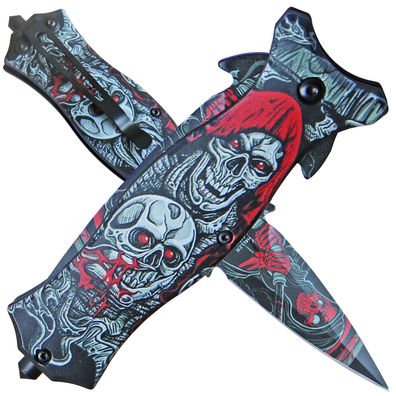 Haller "Nightmare" Stiletto Taschenmesser Kunststoffschalen rot-mehrfarbig mit Clip