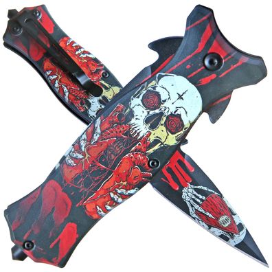 Haller "Nightmare" Stiletto Taschenmesser Kunststoffschalen rot/ schwarz-mehrfarbig