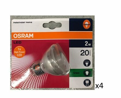 4 Stück Osram LED GU10 2W Grün 100-240V 30G 80318-01