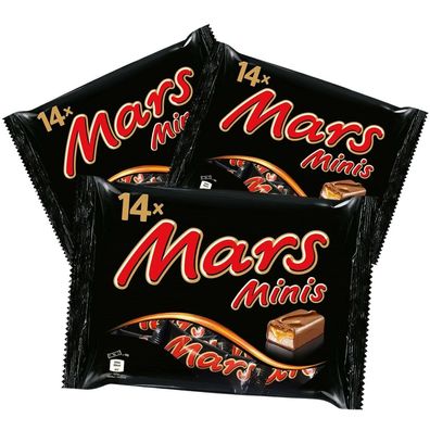 Mars Minis - Schokoriegel Schokolade - 14 Mini Riegel - 3x 275 Gramm
