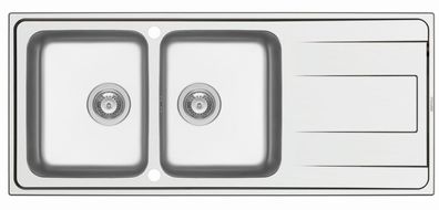 Küchenspüle 116x50cm, Einbauspüle Alea, Doppelspül-Becken, Hahnloch