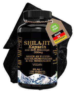 Mumijo Shilajit Kapseln aus dem Himalaya Fulvinsäure Huminsäure 85+ Mineralien