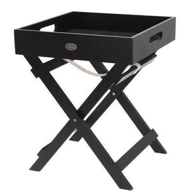 Beistelltisch mit Tablett Holz schwarz 36x30x30 cm Loft Tisch Couchtisch Sofatisch