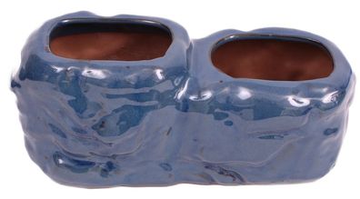 Bonsai - Schale in Felsenform oval 27 x 11.5 x 11 cm blau 51366