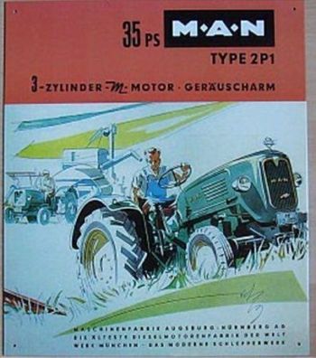 Blechschild Traktor Schlepper MAN Type 2 P1, Landtechnik, Deko, Bild, Trecker