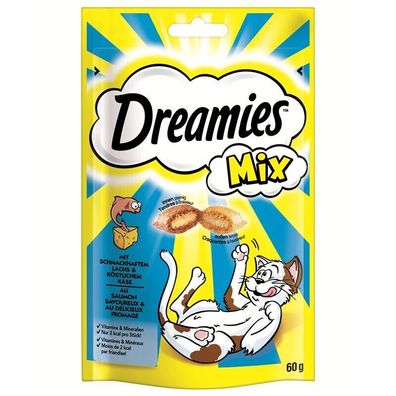 Dreamies Cat Snack Mix mit Lachs & Käse 12 x 60g (55,42€/ kg)