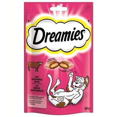 Dreamies Cat Snack mit Rind 12 x 60g (55,42€/ kg)