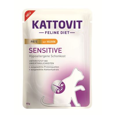 Kattovit Sensitive Paté mit Huhn 20 x 85g (21,12€/ kg)
