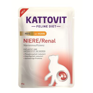 Kattovit Niere/ Renal Paté mit Huhn 10 x 85g (25,76€/ kg)