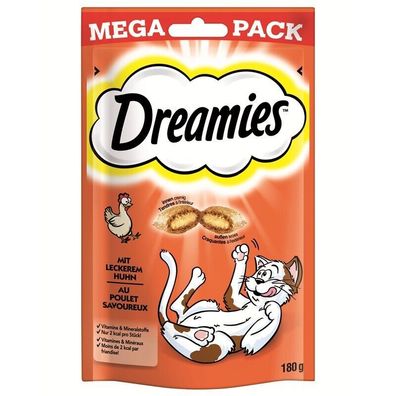 Dreamies Cat Snack mit Huhn Mega Pack 8 x 180g (48,54€/ kg)