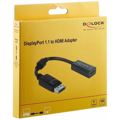 Adapter DP-Stecker auf HDMI-Buchse (schwarz, 12,5 cm, Lite Retail)