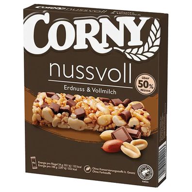 Corny Nussvoll Erdnuss und Vollmilchschokolade Riegel 4x24g 96g