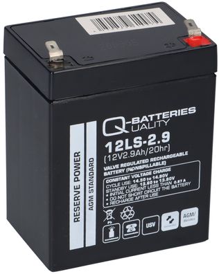 Q-Batteries 12LS-2.9 12V 2,9Ah Blei-Vlies Akku / AGM VRLA