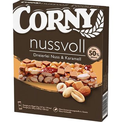 Corny nussvoll Dreierlei Nuss und Karamell Riegel einzel verpackt 96g