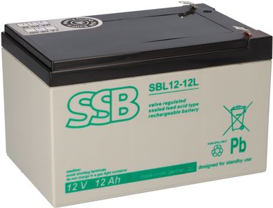 SSB Blei Akku SBL 12-12L AGM Batterie 6,3mm Faston - 12V 12Ah