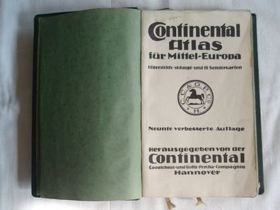 Continental Atlas Mittel Europa 1925,1 Übersichts-46 Haupt-19 Sonderkarten Oldtimer