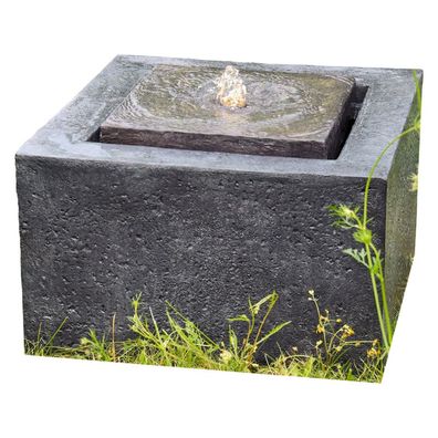 Granimex Quader Polystone Wasserquelle mit Pumpe und LED-Beleuchtung Wasserspiel 50x