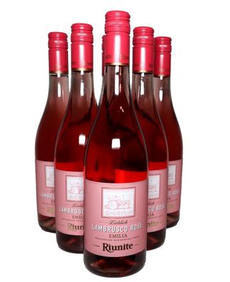 6 Flaschen Lambrusco Riunite Dell Emilia 8% 0,75 l lieblich rose Perlwein IGT