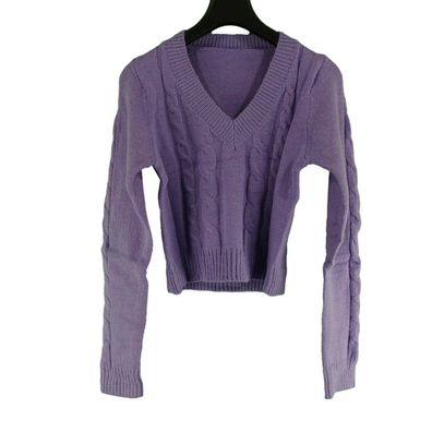 SHEIN Sweater mit V Ausschnitt Gr. S - Damen Shirt Oberteil in Lila