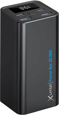 XLayer Multi-Powerbank Power Bar 20.000 mAh 65W PD schwarz