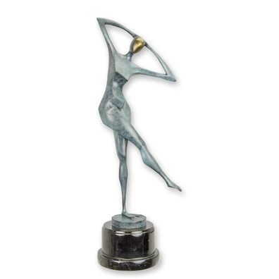 Modernistische bronzen sculptuur van een dansende vrouw