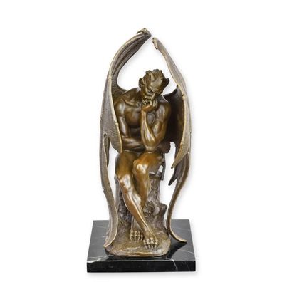 Bronzen BEELD VAN Peinzende SATAN