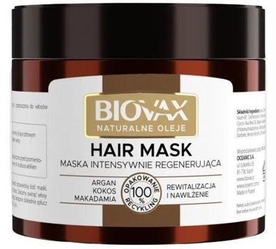 Biovax Intensive Regenerierende Maske mit Argan, Macadamia & Kokos 250ml