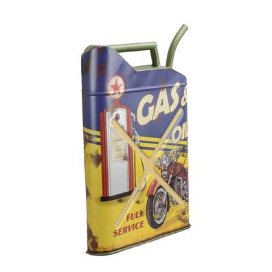 blik wanddecoratie in de vorm van een jerrycan gas & olie