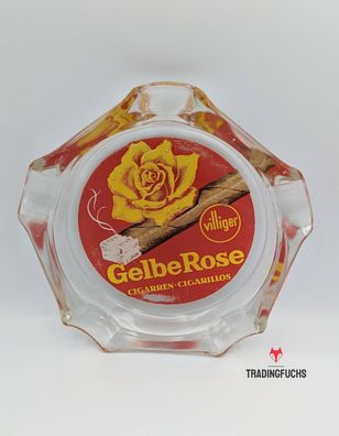 Aschenbecher von Villiger Zigarren Zigarillos Gelbe Rose rund | ca. 16 cm