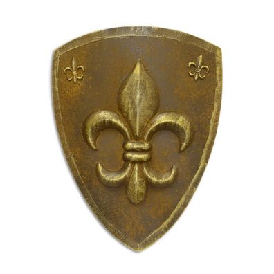 AN IRON WALL MOUNT SHIELD WITH FLEUR DE LIS SILVER (RX 367)