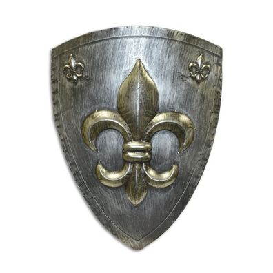 AN IRON WALL MOUNT SHIELD WITH FLEUR DE LIS RUST (RX 467)