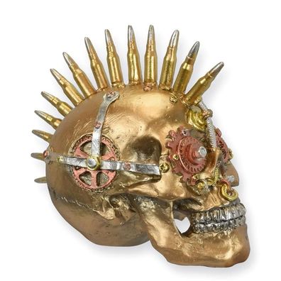 A RESIN Steampunk SKULL WITH BULLET MOHAWK