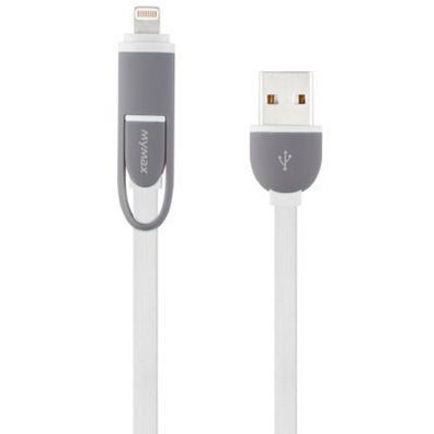 Mymax Fashion Lightning & Micro USB 2in1 Weißes Datenkabel