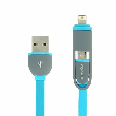 Mymax Fashion Lightning Ladekabel & Micro USB 2in1 Blau