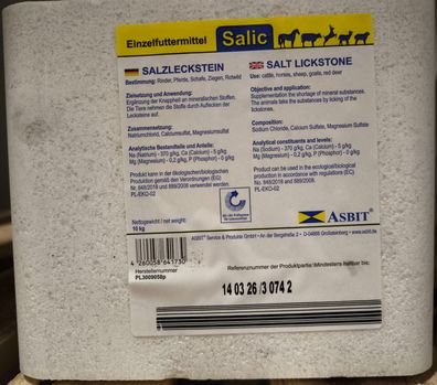 1,09€/ kg) Salzleckstein 10 kg Leckstein Salz Rind Pferd Schwein Ziege Schaf