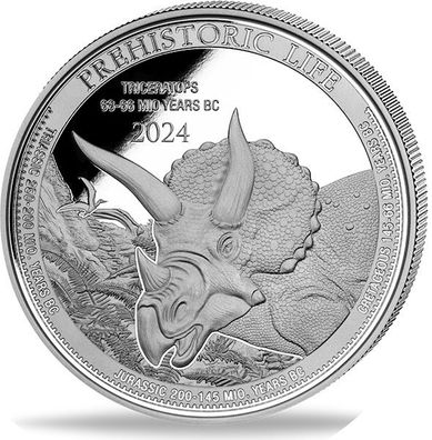 Kongo 2024 - Triceratops 1 Oz Silber