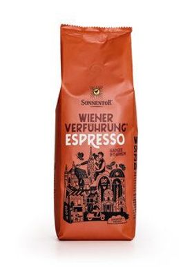 Sonnentor 6x Espresso Kaffee ganze Bohne Wiener Verführung®, Packung 500g