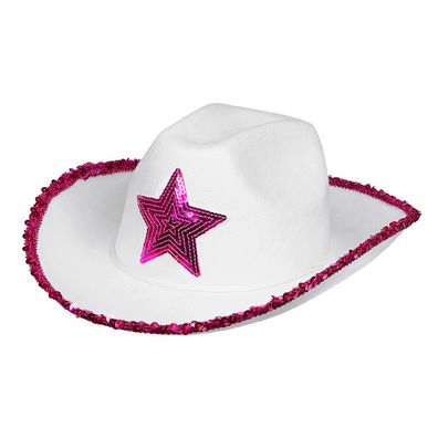 Cowboyhut Rodeo Star weiß pink